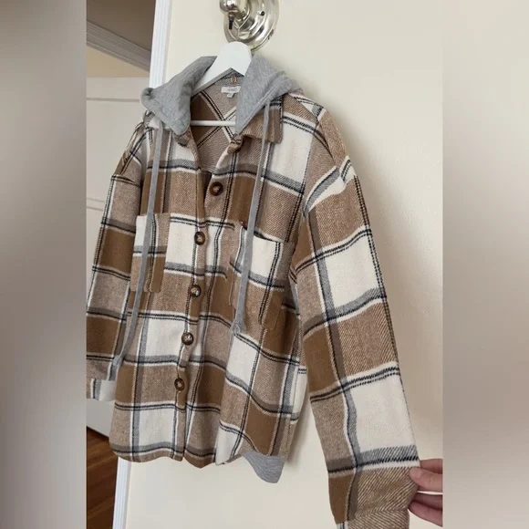 plaid hooded shirt - Picture 4 of 6